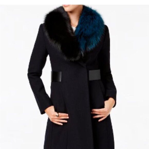 1 Madison Jackets & Blazers - 1 MADISON Expedition Walker Coat | Navy Blue | Removable Fox-Fur Collar | XL